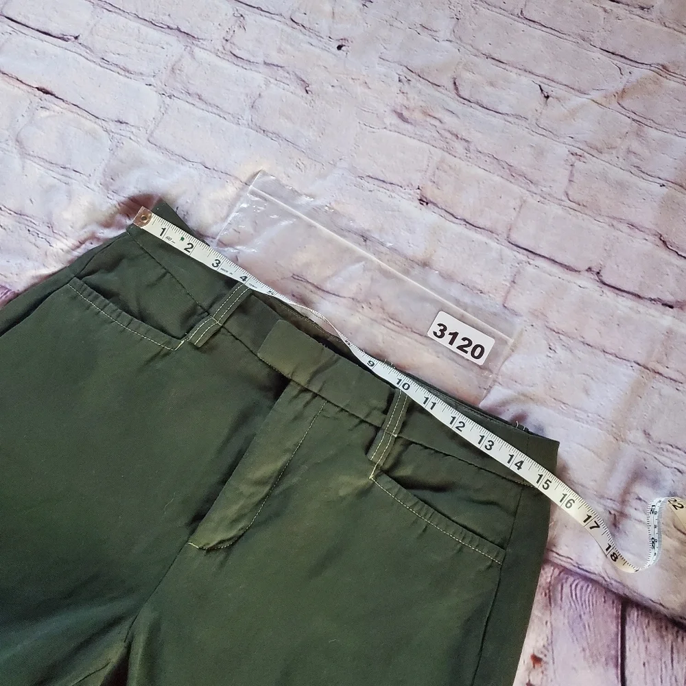 Banana Republic Linen Blend Olive Green Wide-leg Pants Preppy Casual Academia